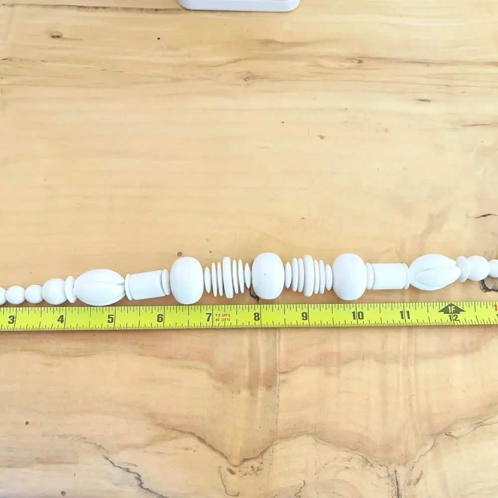 Vtg Chunky Statement Necklace Geometric Retro White Mod 60s MCM Acrylic Resin